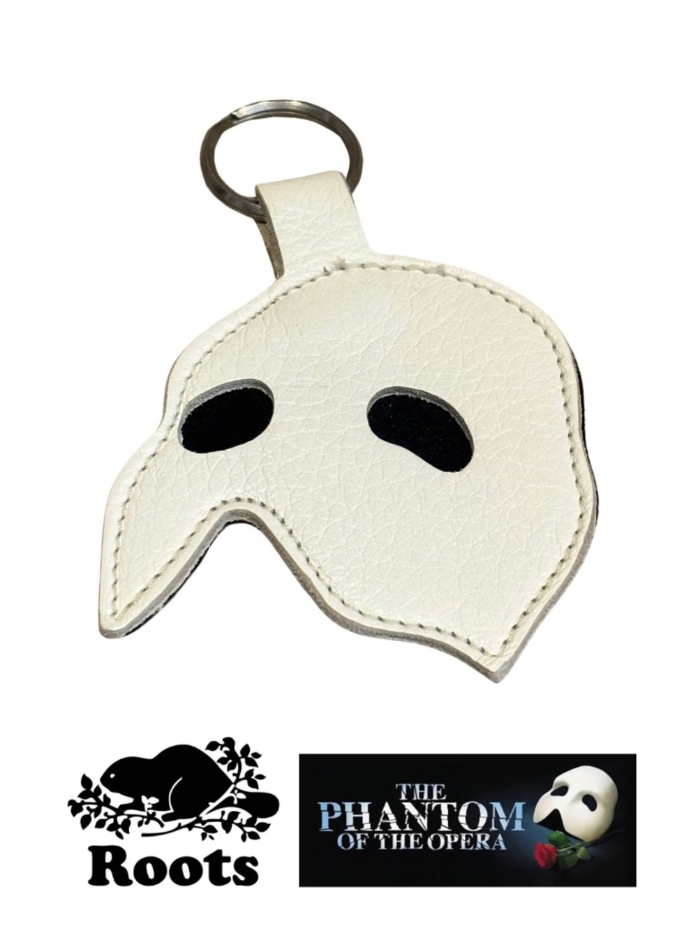 Roots Vintage Early 90s “The Phantom Of The Opera” Mask Leather Keychain - RARE